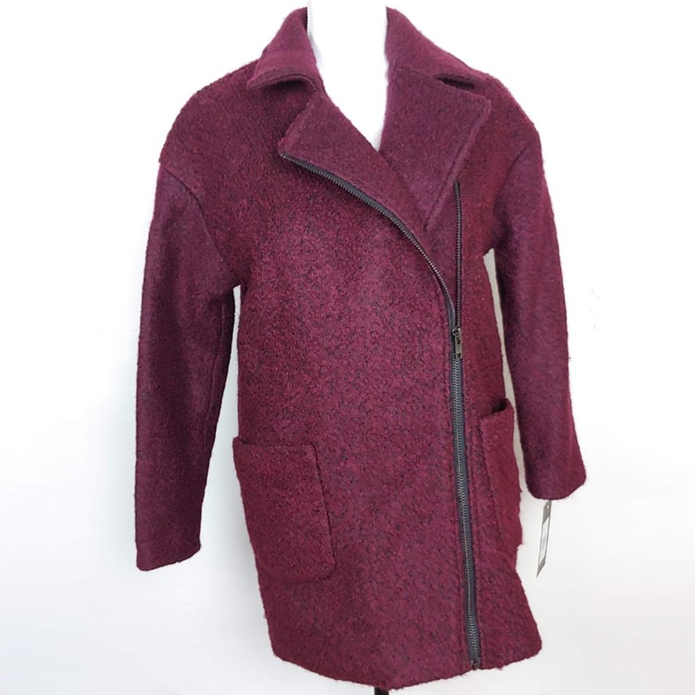 NWT Jones NY Zipper Jacket with Pockets Burgundy